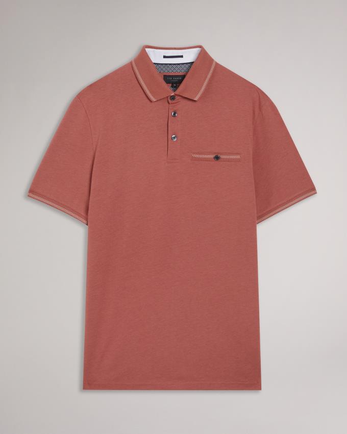 Polo Ted Baker Polo With Striped Details Rose Homme | NRL-46049414